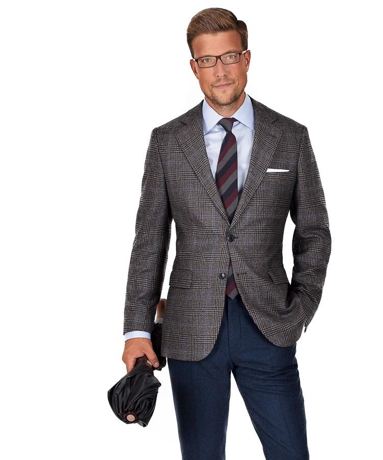 Grey Plaid Wool & Cashmere Blazer