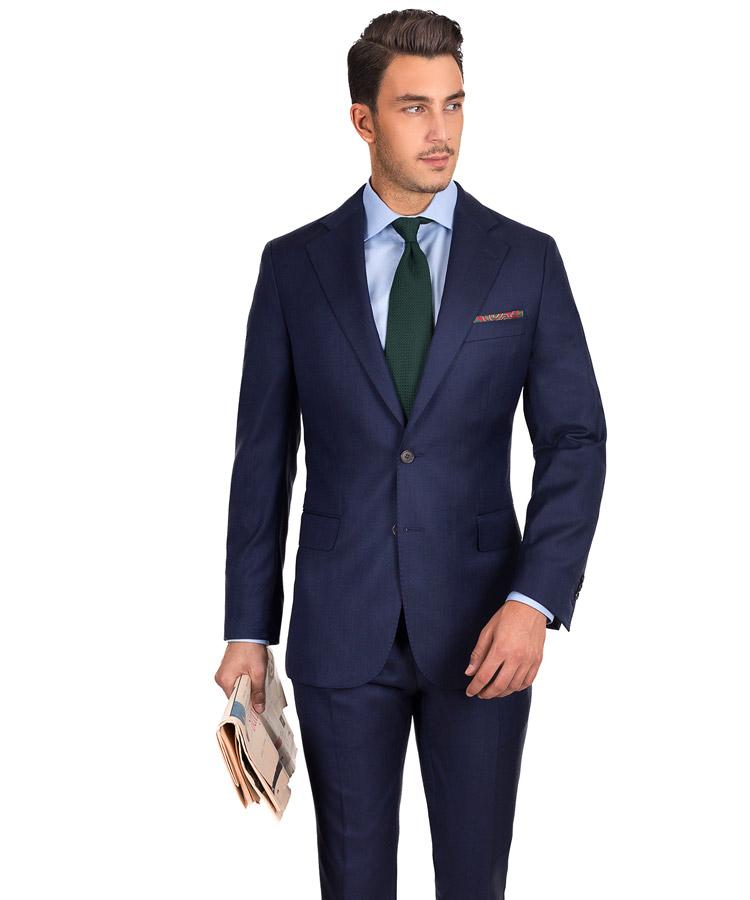 Indigo Blue Natural Stretch Wool Suit - Oliver Wicks