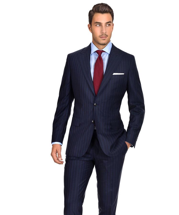 Sartoria Blue Stripe Navy Super 160s Suit - Oliver Wicks