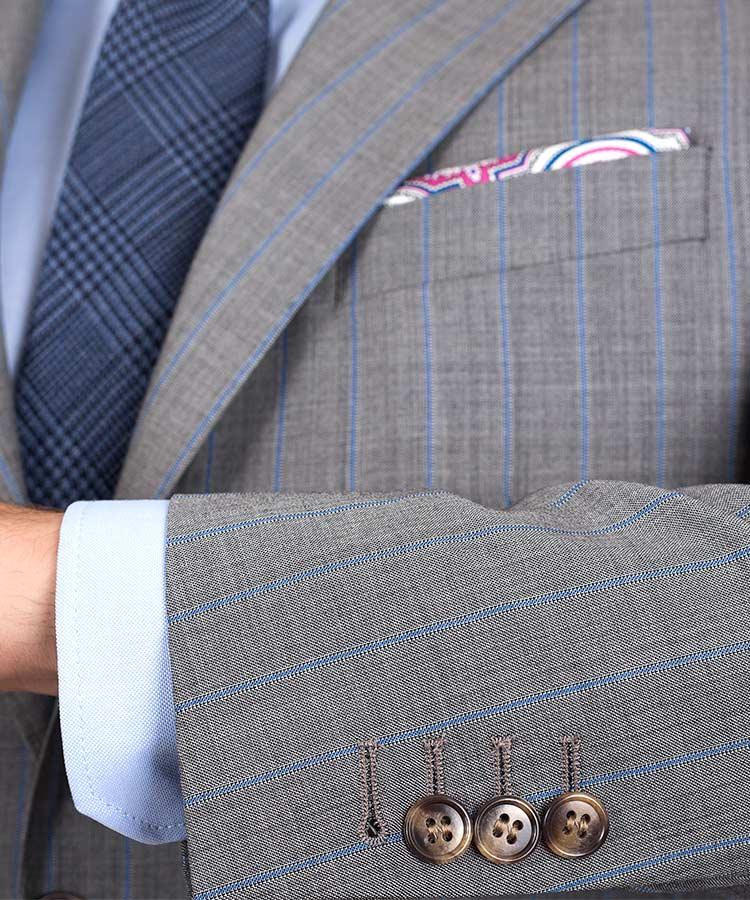 Sartoria Blue Stripe Grey Super 160s Suit - Oliver Wicks