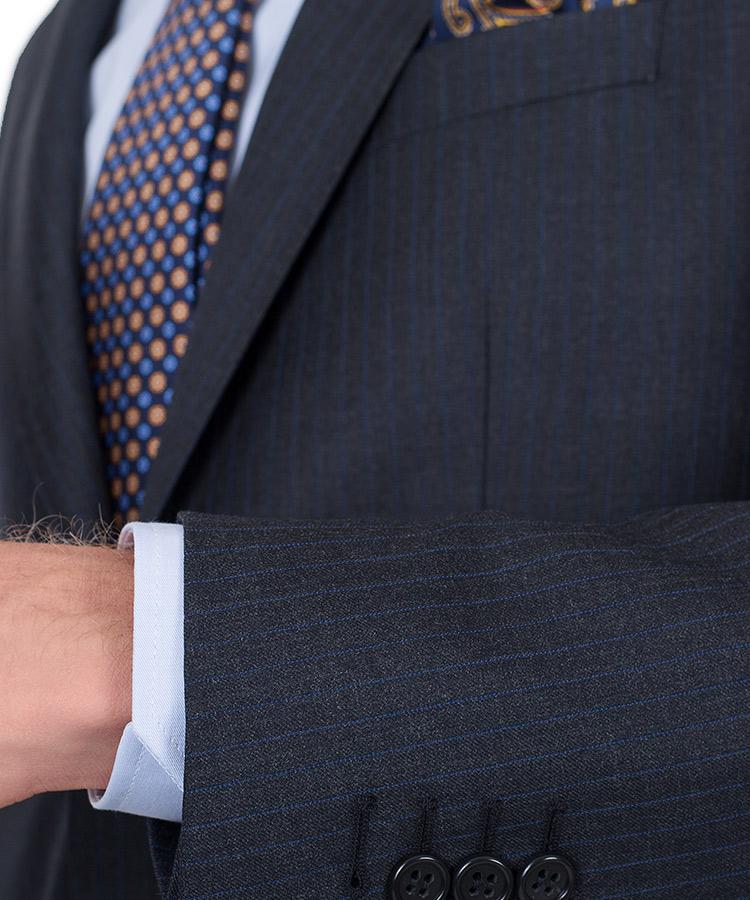 Blue Stripe Charcoal Suit - Oliver Wicks