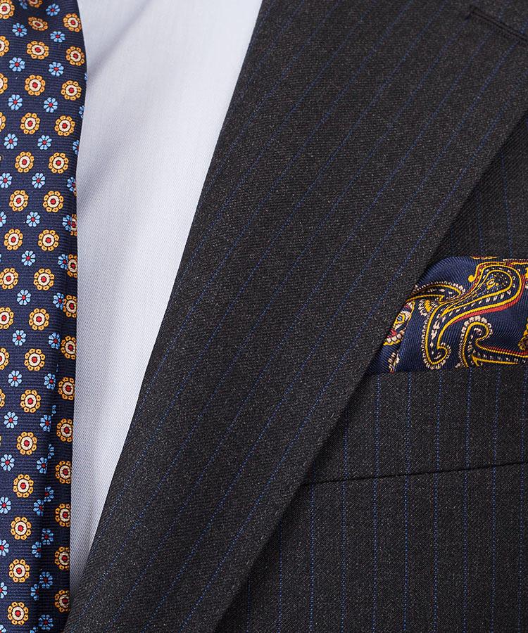 Blue Stripe Charcoal Suit - Oliver Wicks