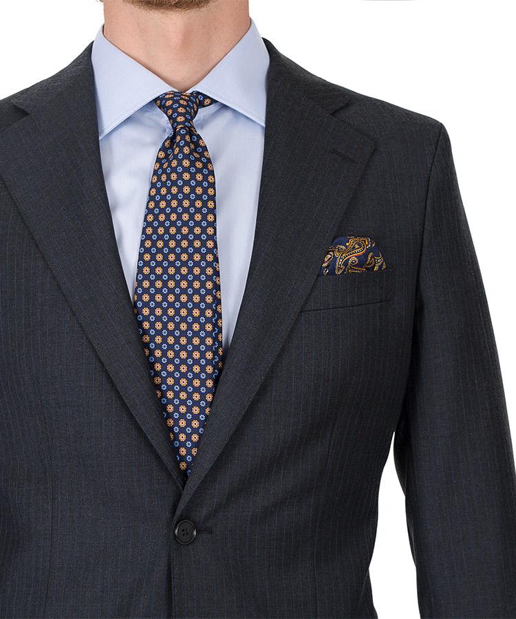 極美品セオリー絹100%STRIPED LEWIE DR SILK COMBO紺 Blue Stripe Charcoal Suit - Oliver Wicks