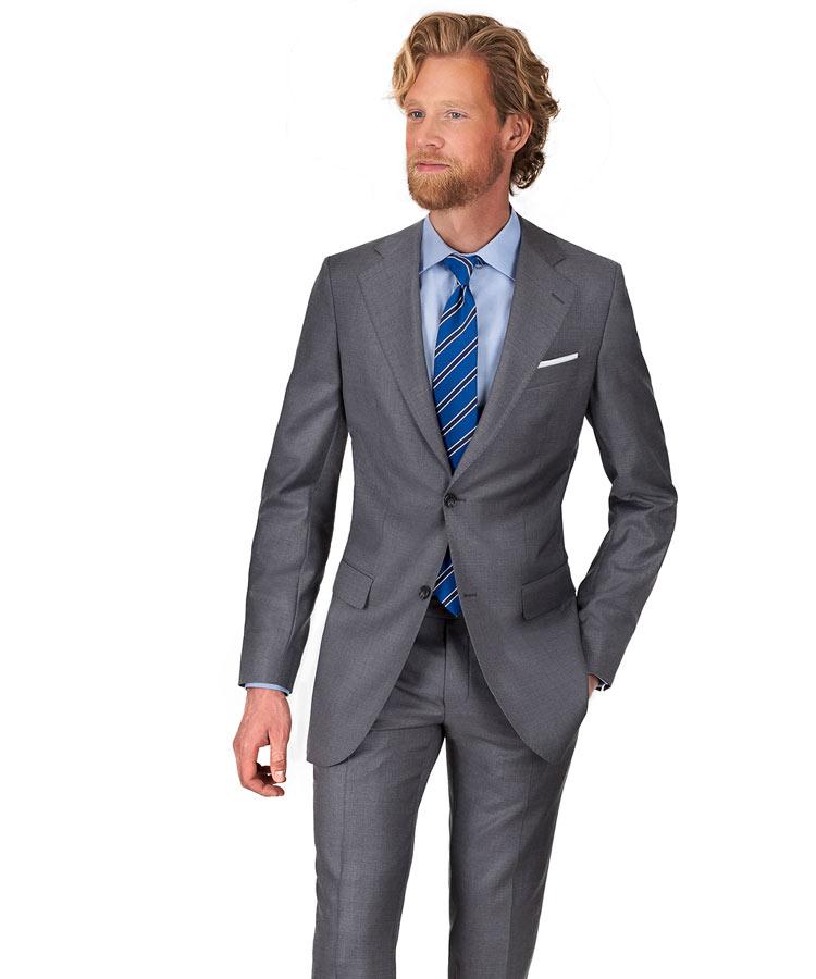 Light Grey Natural Stretch Wool Suit - Oliver Wicks