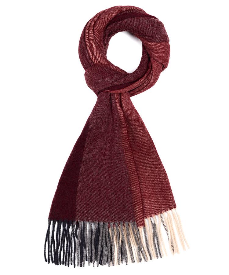 Red & Burgundy Striped Wool Scarf