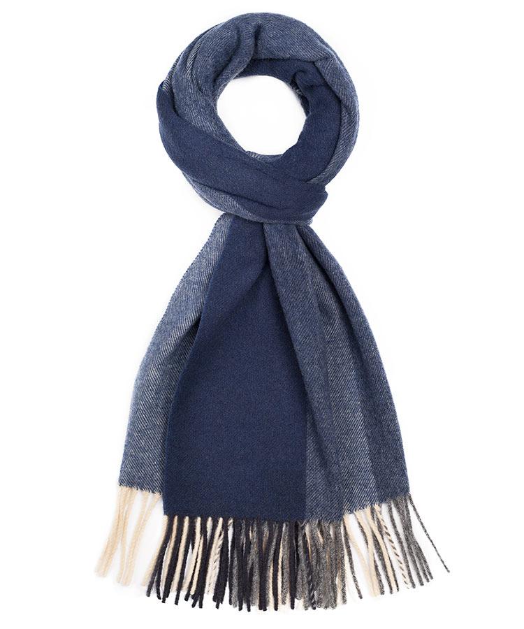 Navy & Blue Striped Wool Scarf