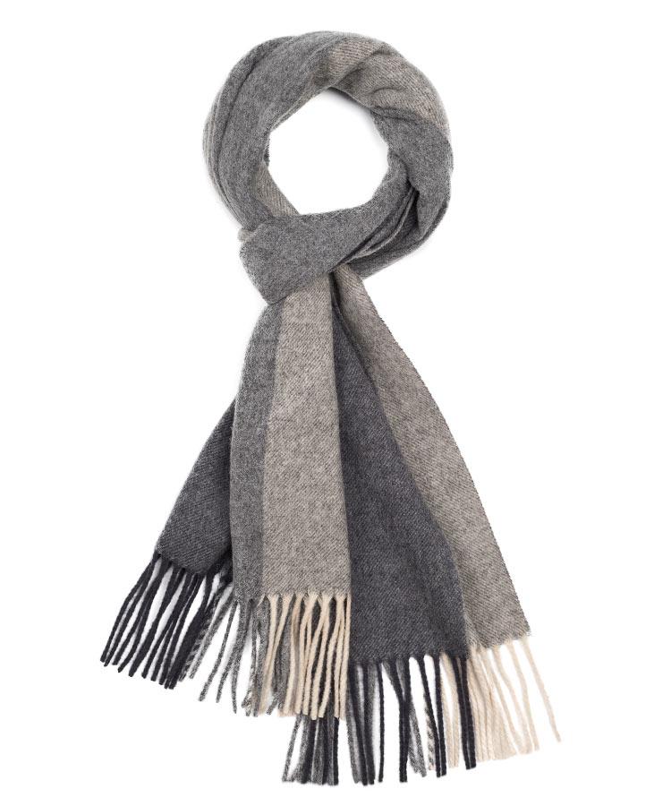 Charcoal & Grey Striped Wool Scarf