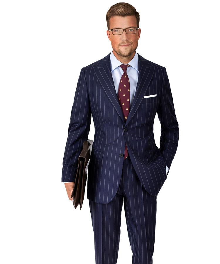 Vendetta Premium Navy Wide Chalkstripe Suit