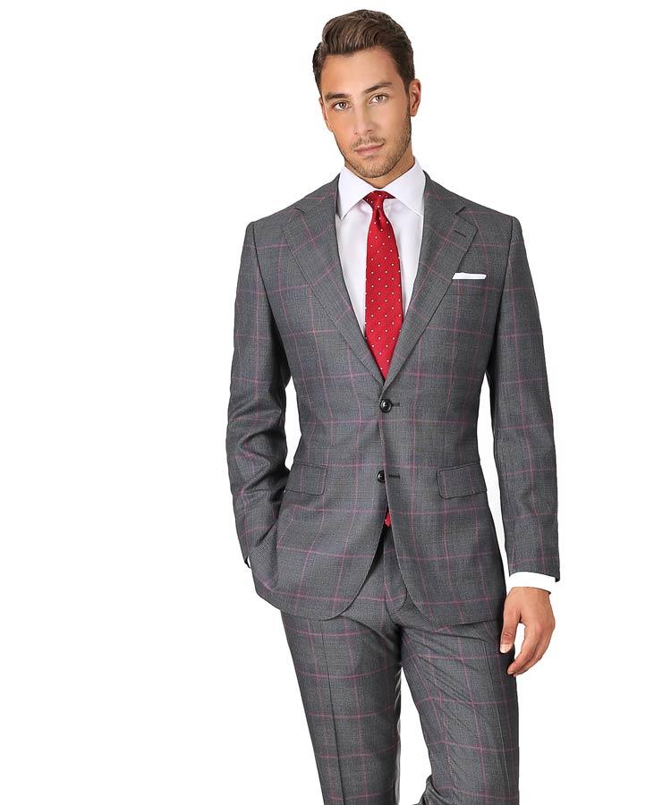 Vendetta Premium Grey Coral Plaid Suit Oliver Wicks