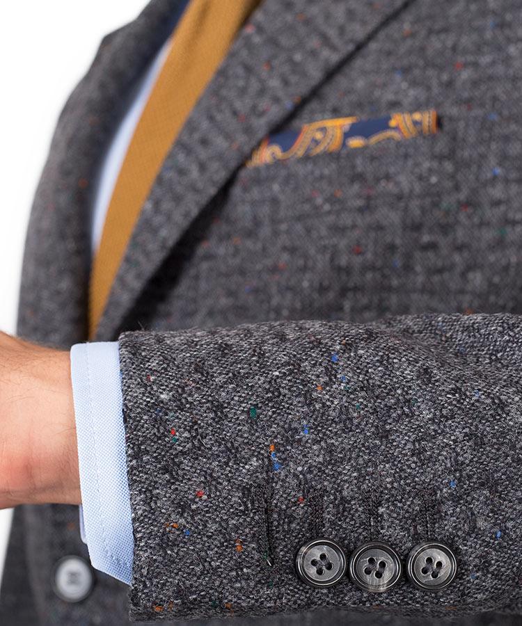 Dark Grey Donegal Shadow Tweed Blazer - Oliver Wicks