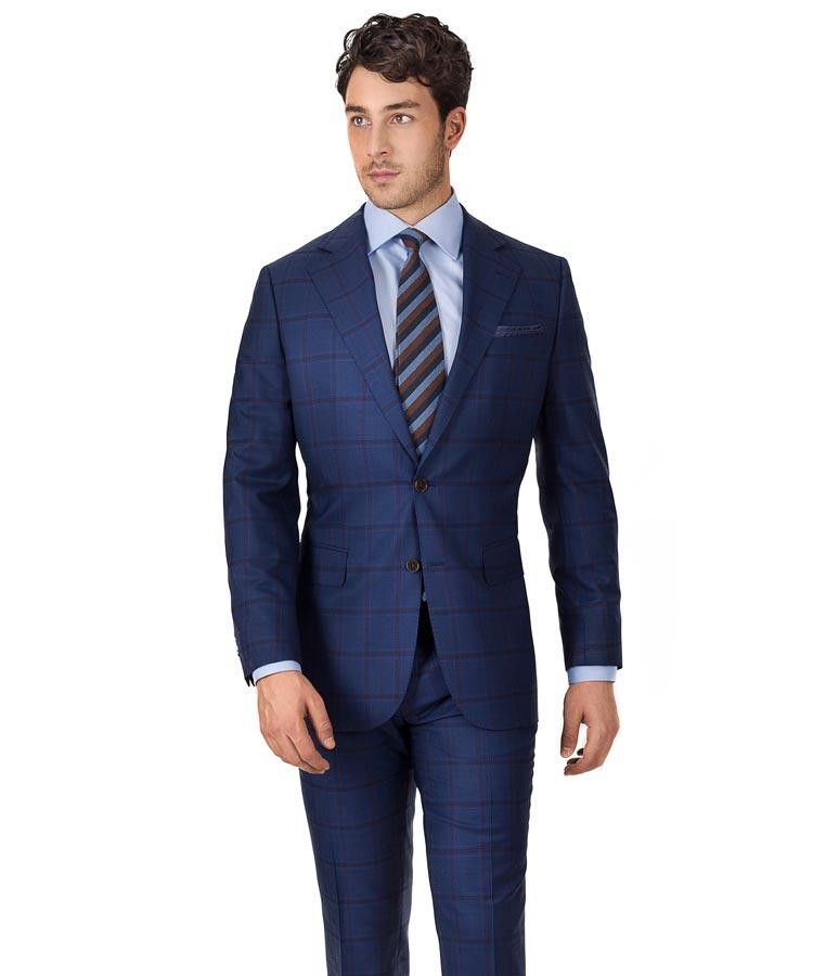 Vendetta Premium Red Check Navy Suit