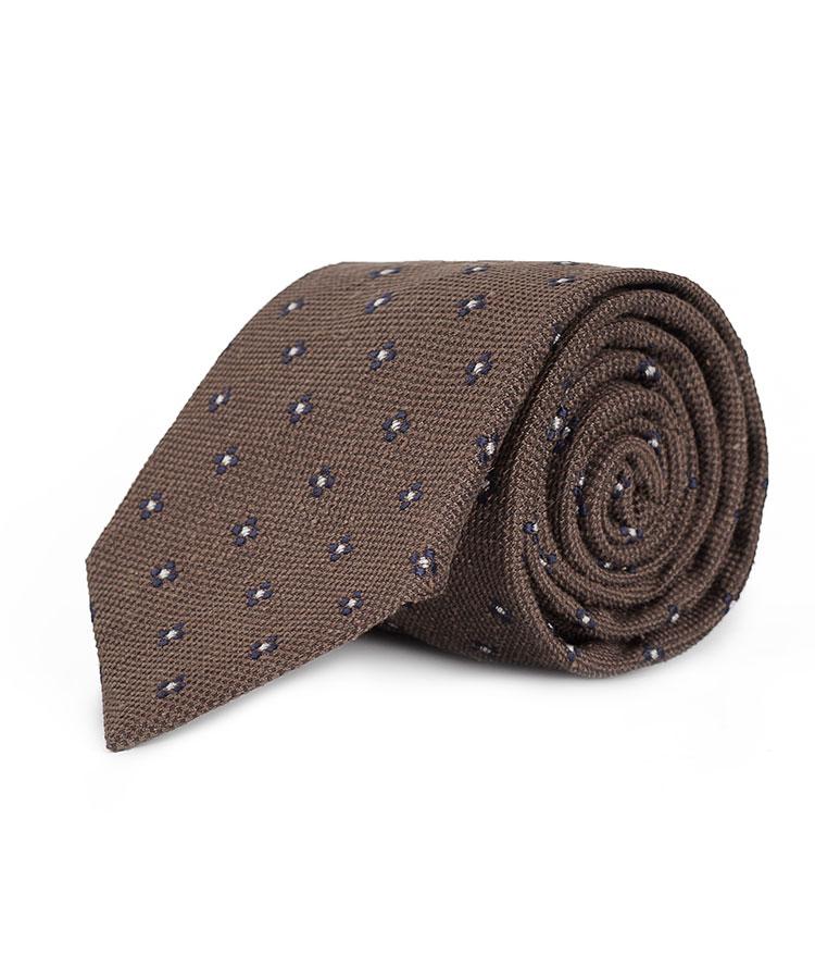 Brown Floral Bourette Silk Tie