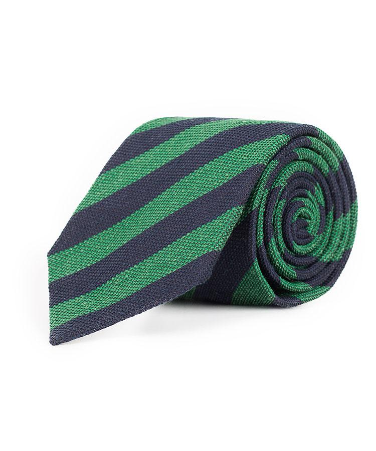 Navy & Green Bourette Silk Tie