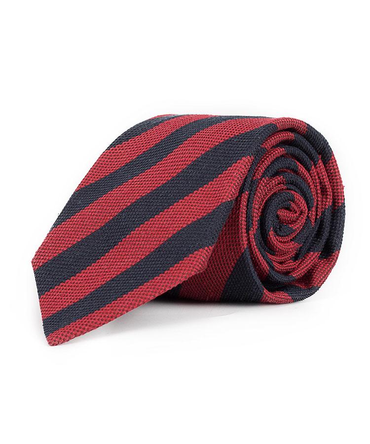 Navy & Red Bourette Silk Tie