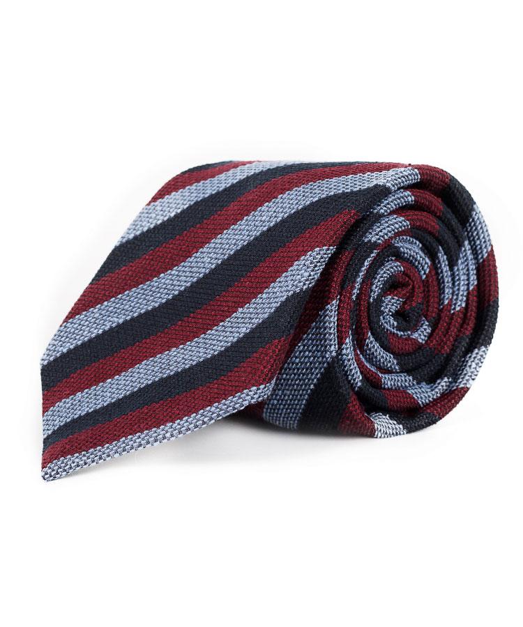 Navy, Red & Sky Blue Bourette Silk Tie