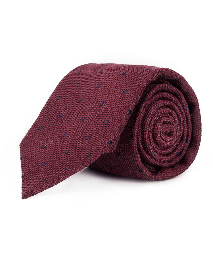 Red Dotted Bourette Silk Tie