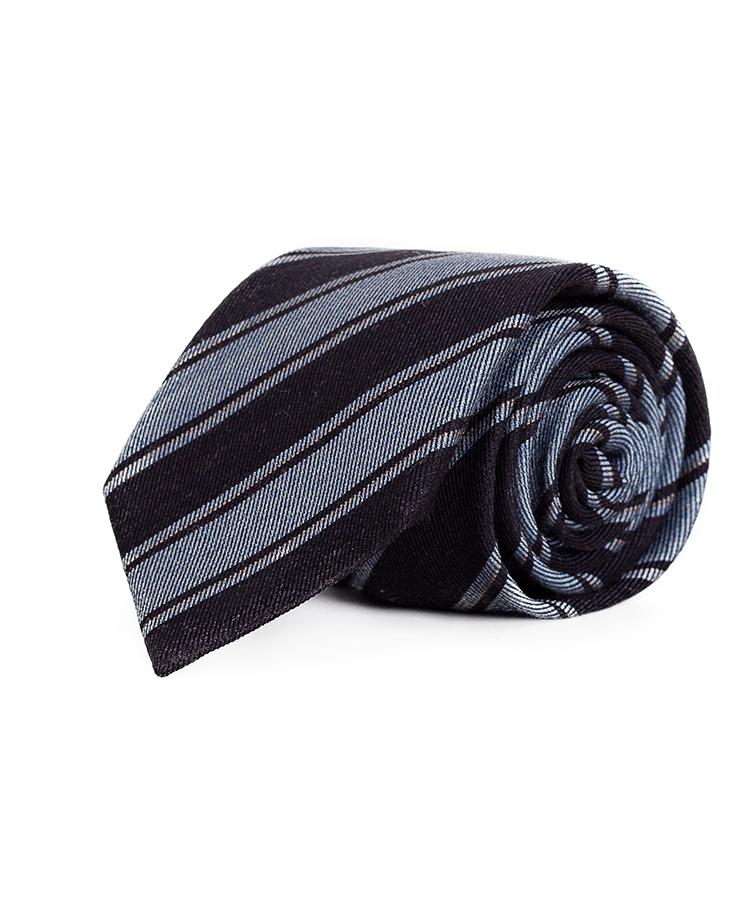 Blue & Sky Blue Striped Wool & Silk Tie