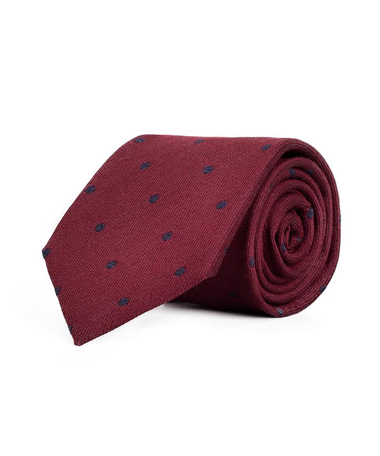 Burgundy & Blue Dotted Wool Tie