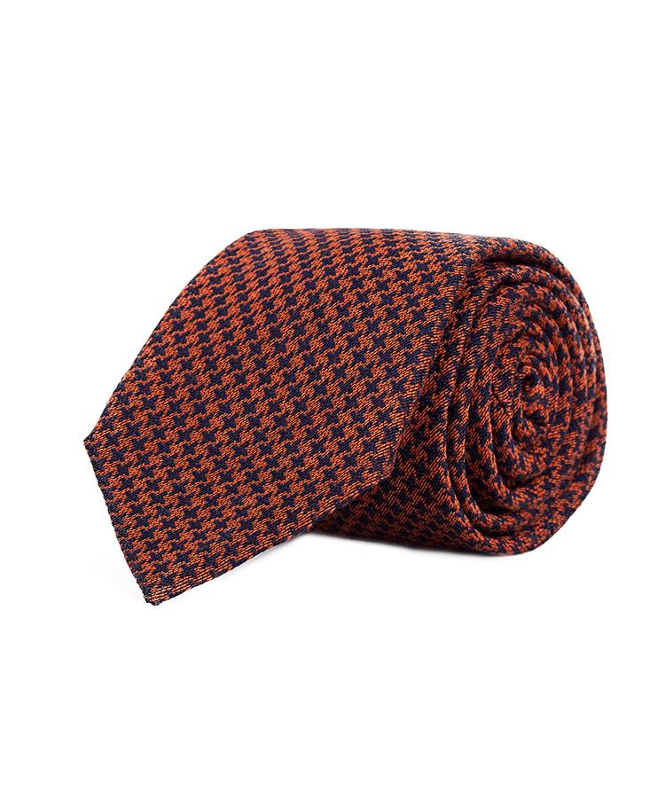 Copper & Blue Houndstooth Wool Tie