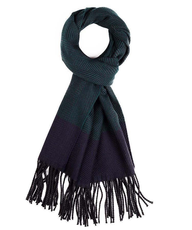 Green & Navy Wool Scarf