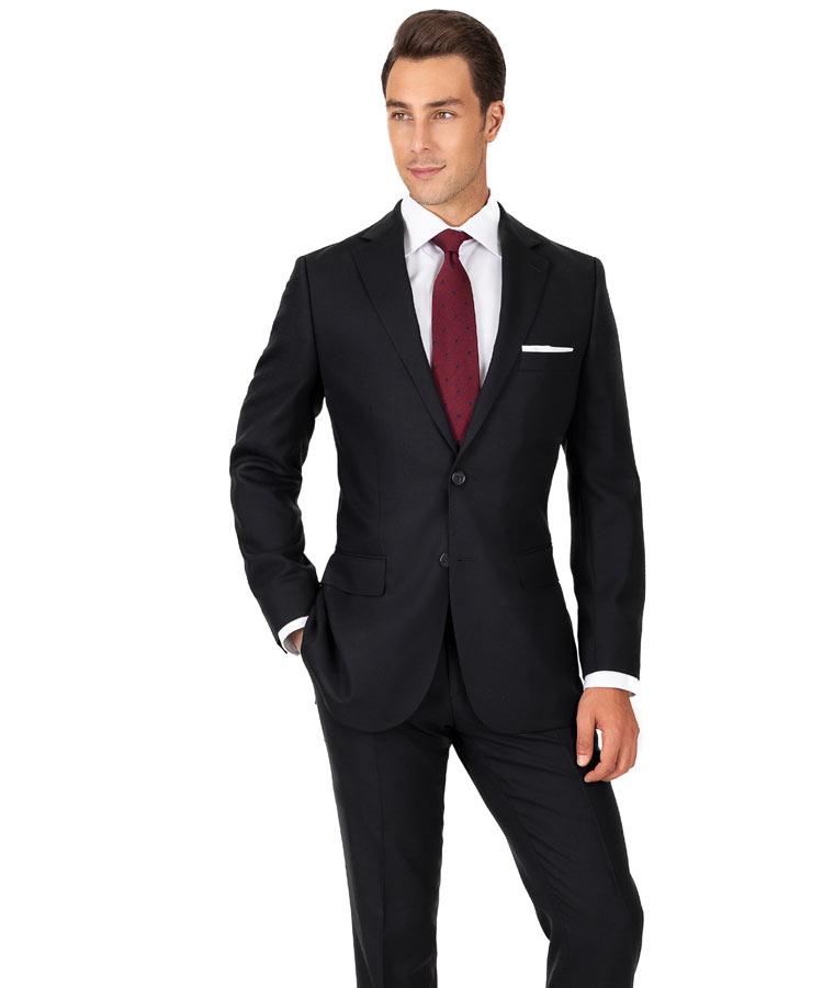 Black Hopsack Natural Stretch Suit - Oliver Wicks