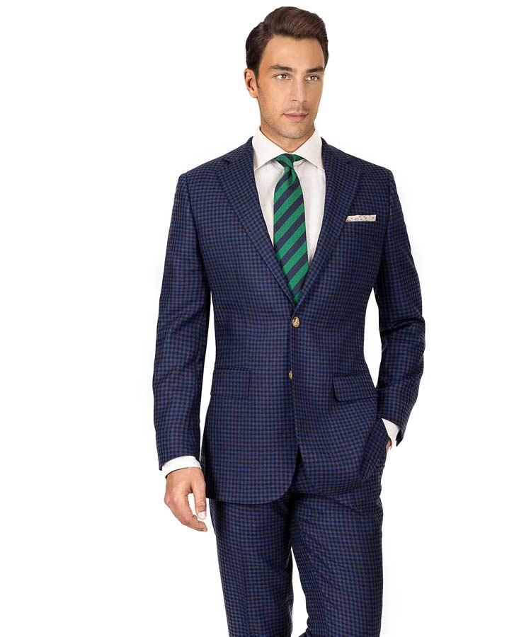 Blue Guncheck Wool & Cashmere Suit
