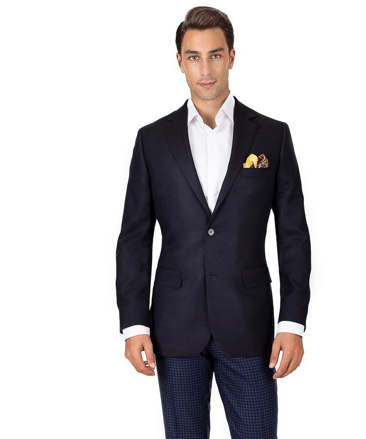 Dark Navy Wool-Silk-Cashmere Blazer