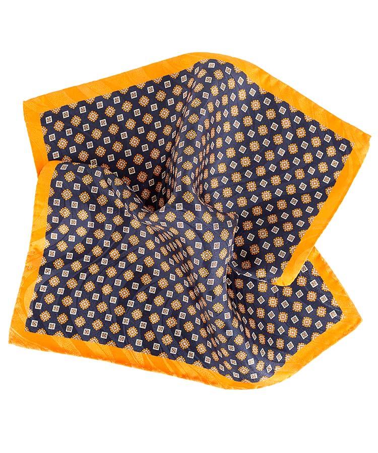 Navy & Orange Pocket Square