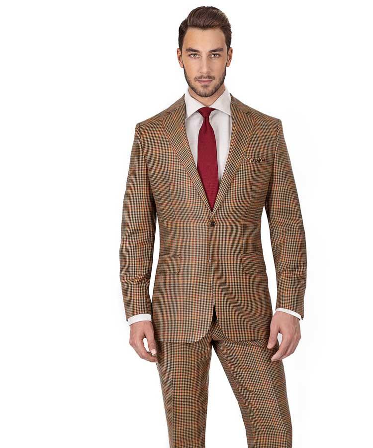 Brown Check Wool & Cashmere Suit