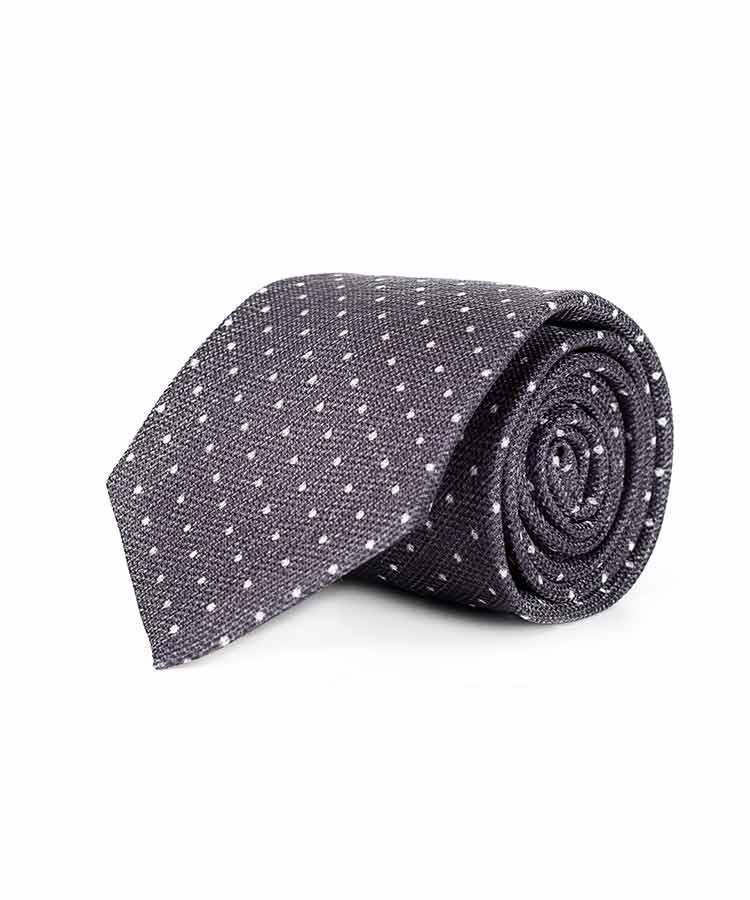 Grey Dotted Silk Tie