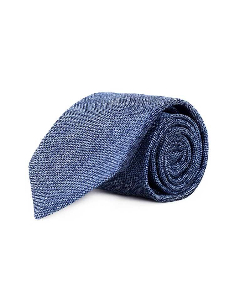 Blue Melange Silk-Cotton Tie