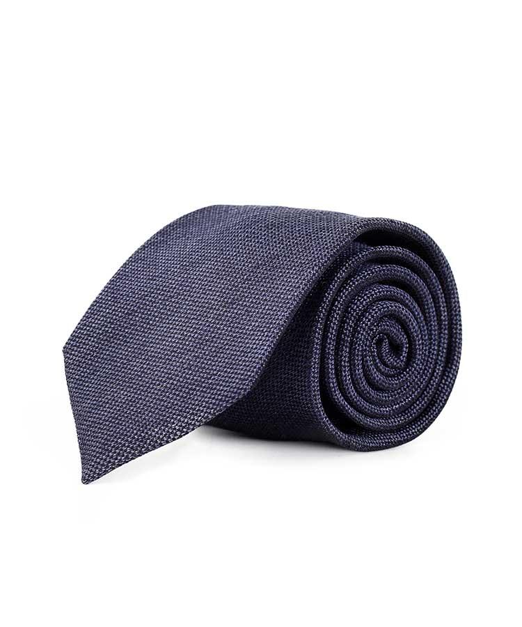 Dull Navy Melange Silk-Cotton Tie