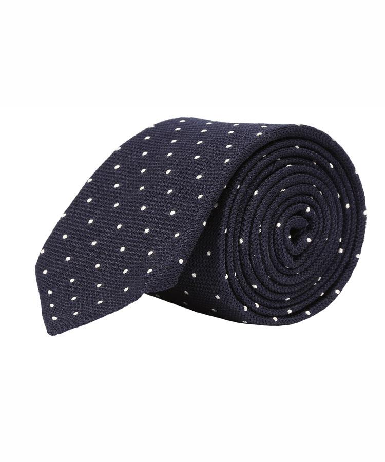 Navy Dotted Grenadine Silk Tie