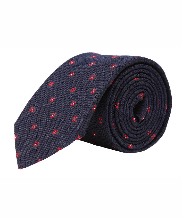 Navy Floral Grenadine Silk Tie