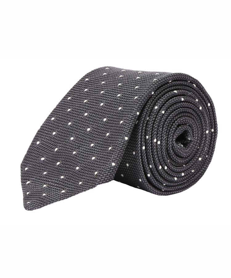 Grey Dotted Grenadine Silk Tie