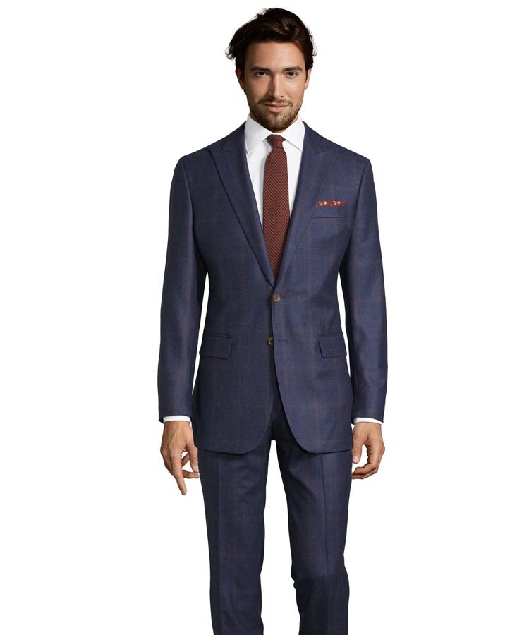 Tangerine Check Navy Plaid Suit