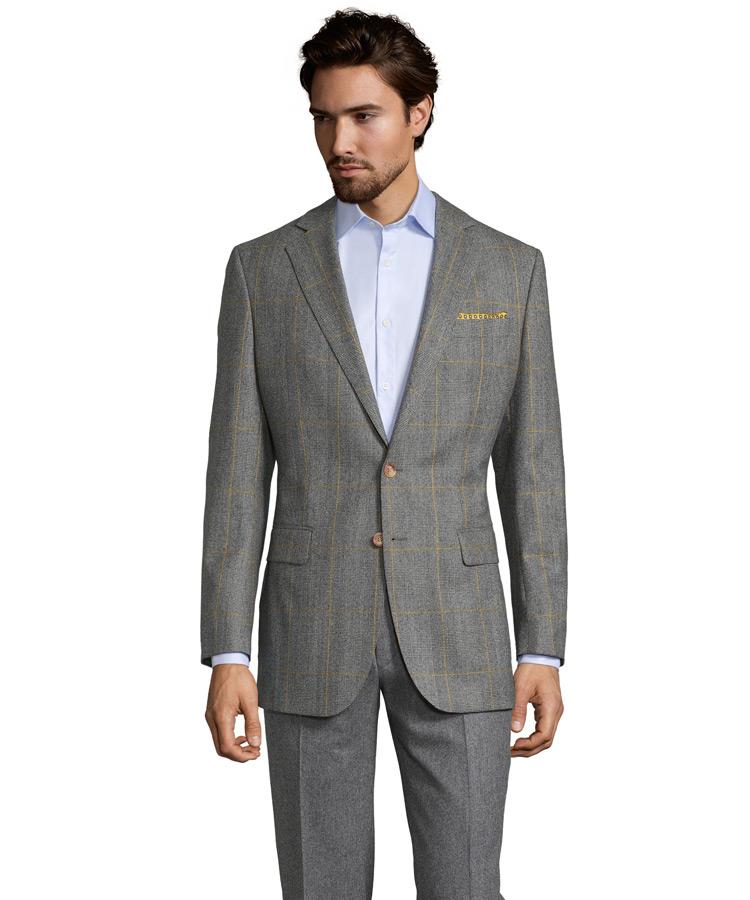 Grey Plaid With Yellow Overcheck Blazer