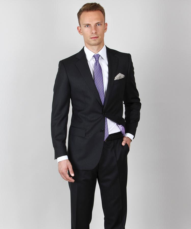 Premium Dark Grey Fine Herringbone Suit