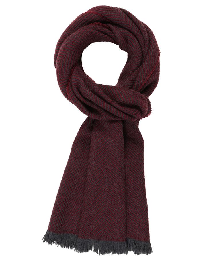 Burgundy Herringbone Wool Scarf