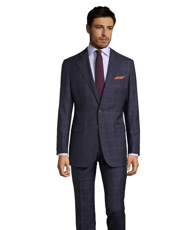 Vendetta Premium Navy Windowpane Suit