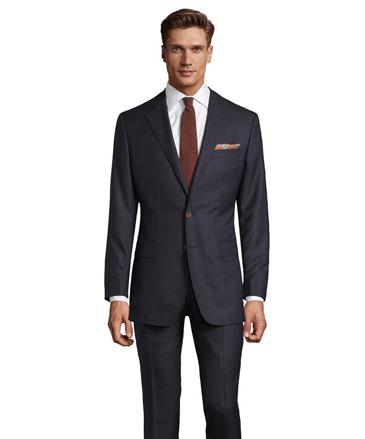 Vendetta Premium Tangerine Check Navy Suit