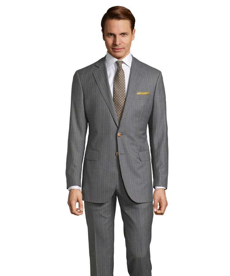 Vendetta Premium Mustard Stripe Grey Suit