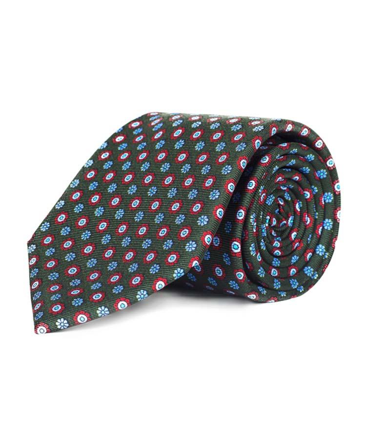 Green Floral 28 Momme Silk Tie