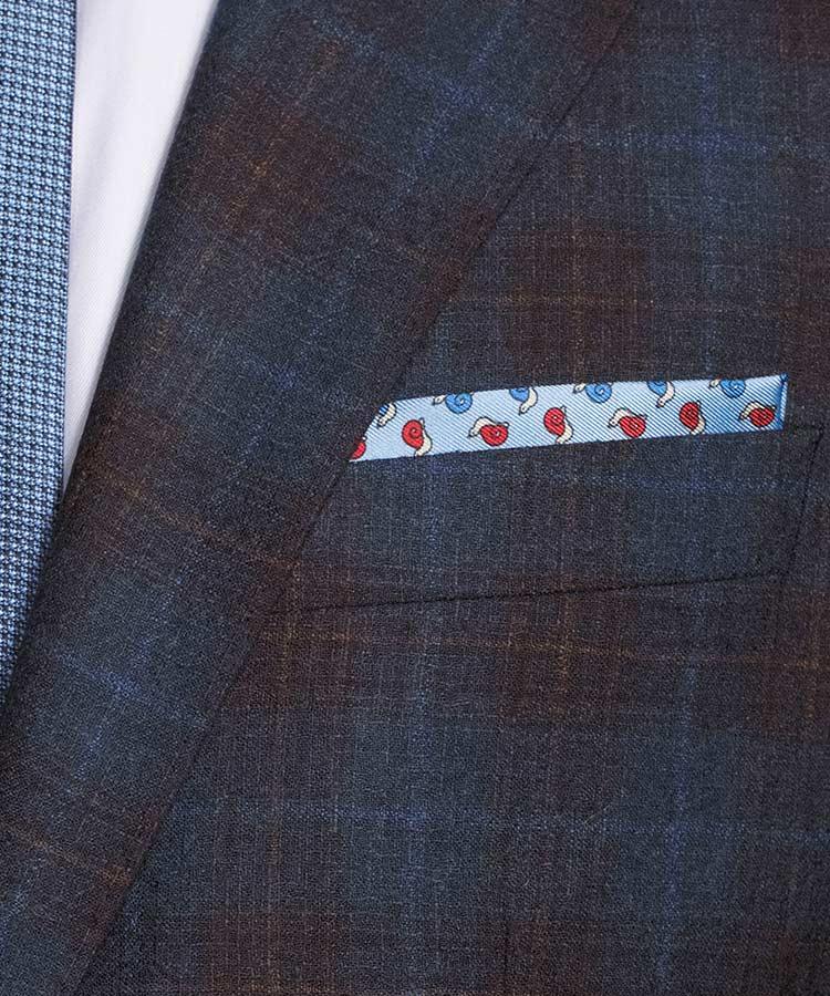Tangerine & Blue Check Navy Natural Stretch Blazer