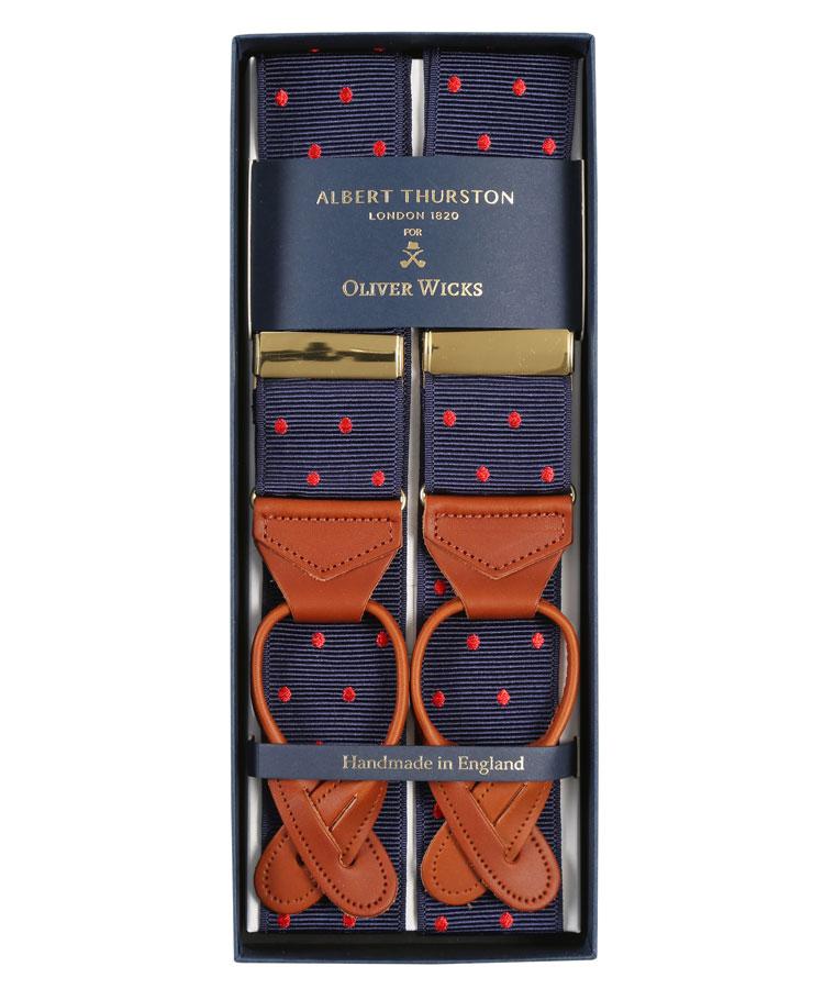 Navy & Red Polka Dot Suspenders