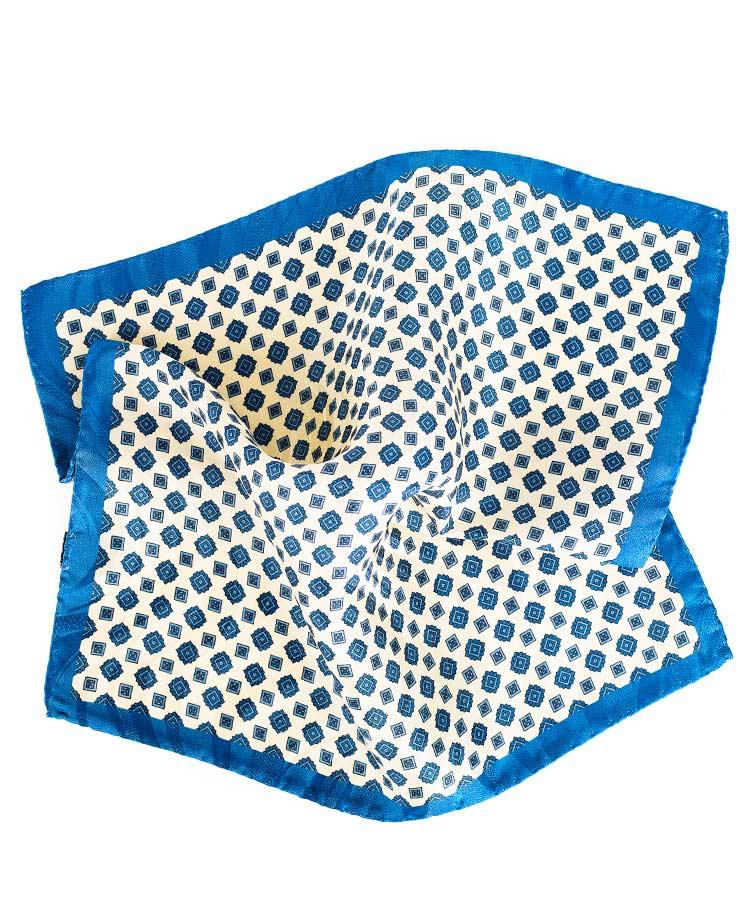 Ivory & Denim Blue Pocket Square