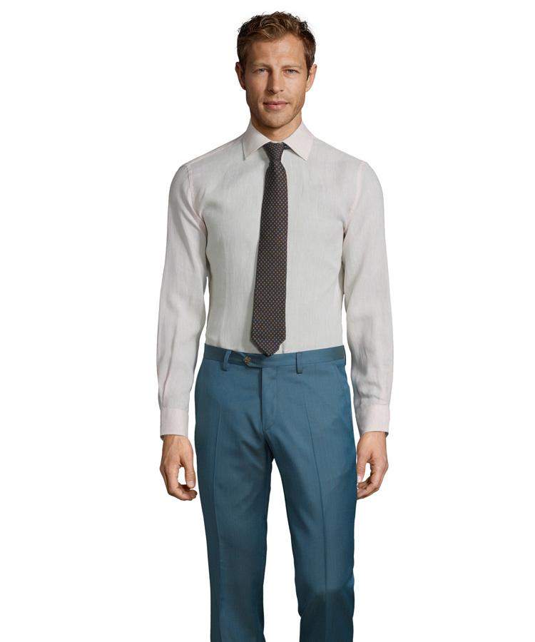 Teal Blue Wool & Silk Dress Pants