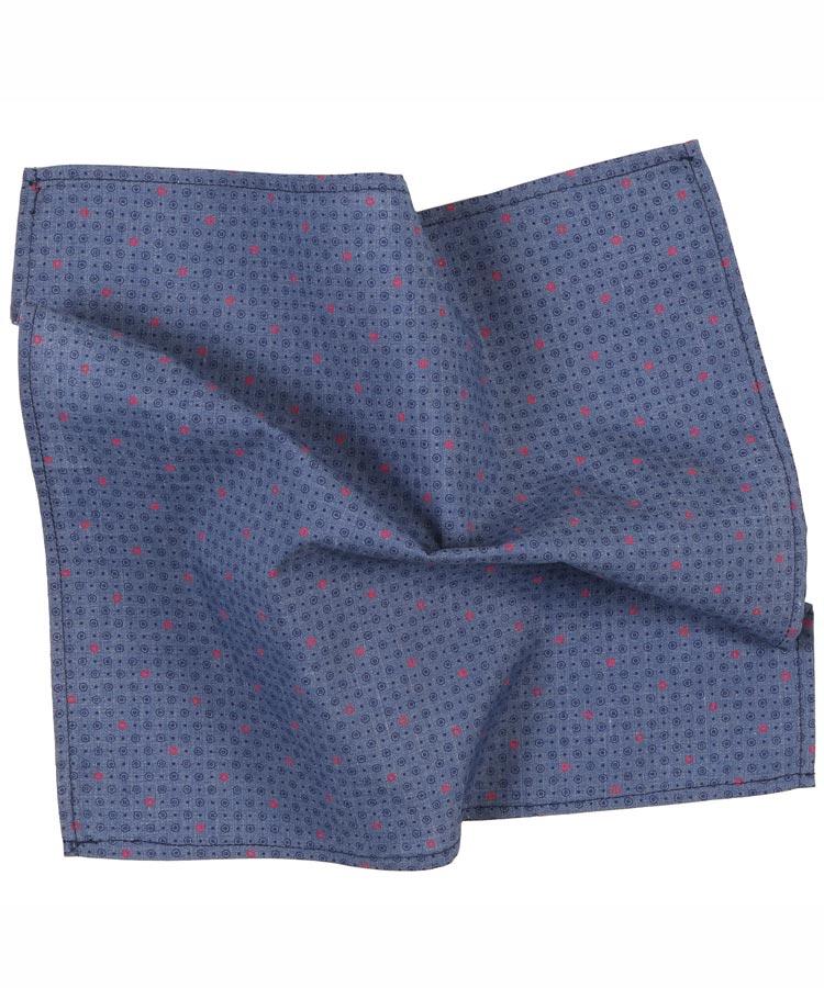 Magenta and Navy Circles Pattern Cotton Pocket Square