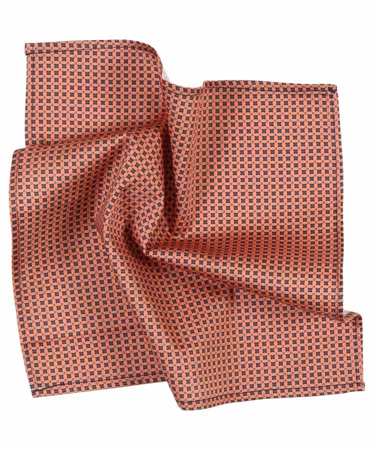 Orange Patterned Cotton Pocket Square