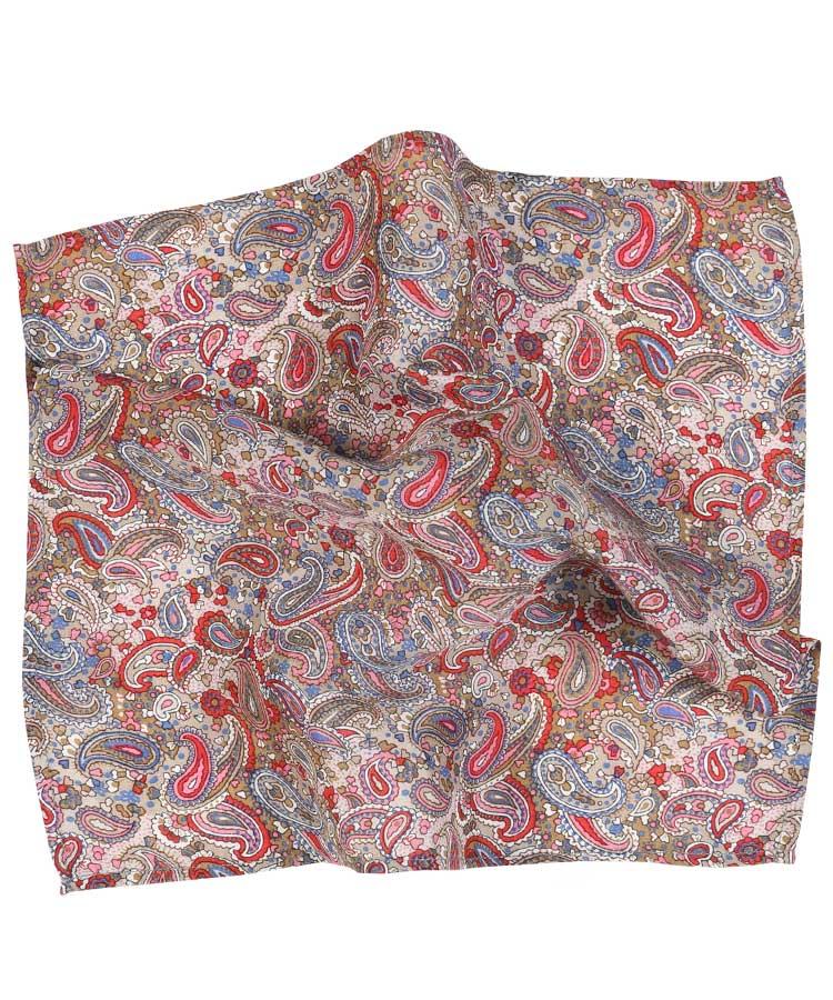 Red Paisley Patterned Cotton & Rayon Pocket Square